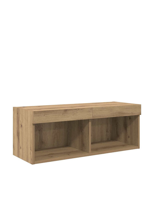 Living Room TV Unit with Lighting Artisan Oak L80xW30xH30cm
