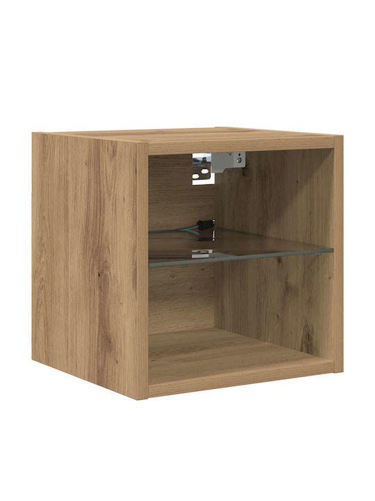 Living Room TV Unit with Lighting Artisan Oak L80xW30xH30cm