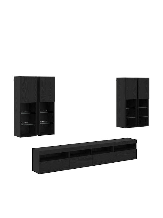 Wohnzimmer TV-Einheit Black Beech mit Beleuchtung L100xB30xH40cm