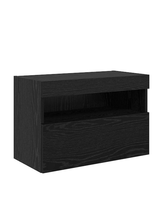 Wohnzimmer TV-Einheit Black Beech mit Beleuchtung L80xB30xH30cm