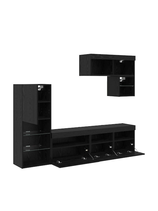 Wohnzimmer TV-Einheit Black Beech mit Beleuchtung L80xB30xH30cm