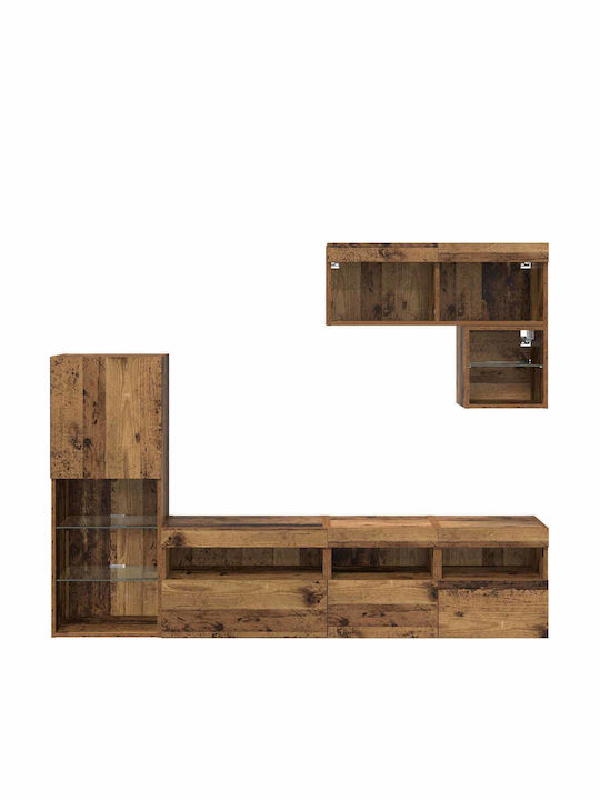 Living Room TV Unit with Lighting Old Wood L80xW30xH30cm