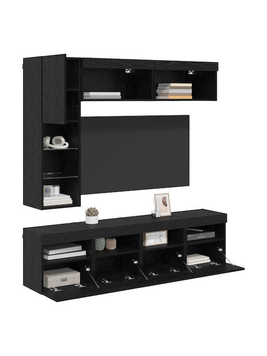 Wohnzimmer TV-Einheit Schwarz mit Beleuchtung L30.5xB30xH102cm