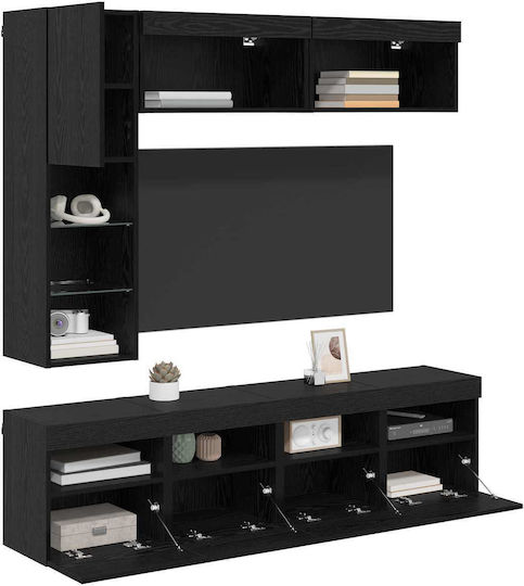 Living Room TV Unit with Lighting Black L30.5xW30xH102cm