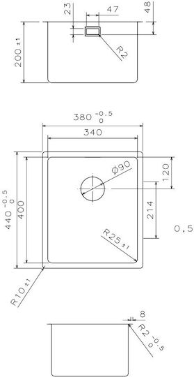 Apell Поддръжка Мивка Inox Сатен Ш38xД44см Сребрист