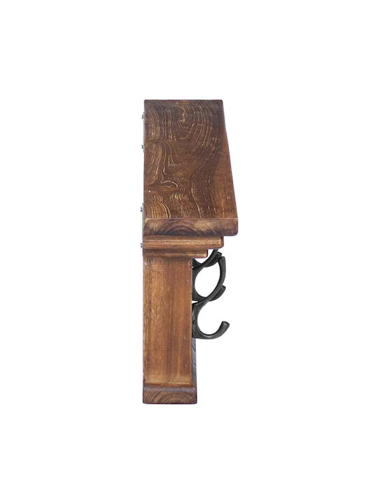 vidaXL Vintage Wooden Wall Hanger 8 Hooks Brown 70x20x10cm