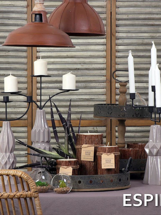 Espiel Candle Holder suitable for Tealights Ceramic 3 Seats in Beige Color 34.2x11x44.5cm 1pcs