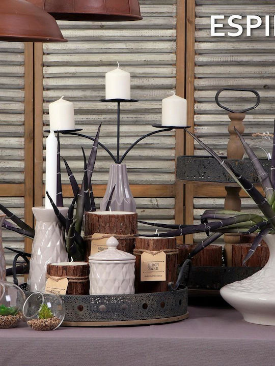 Espiel Candle Holder suitable for Tealights Ceramic 3 Seats in Beige Color 34.2x11x44.5cm 1pcs