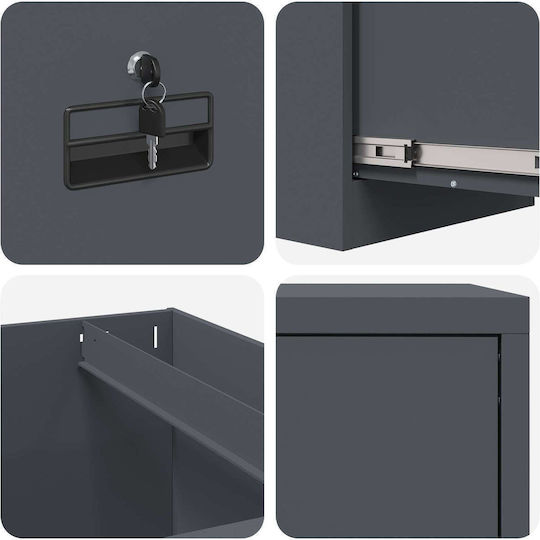 Office Storage Drawer Metal with Lock Anthracite 44x50x106.5cm