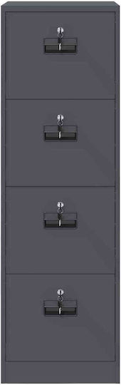 Office Storage Drawer Metal with Lock Anthracite 44x50x106.5cm