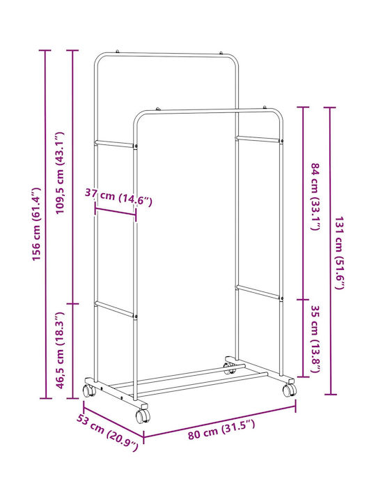 vidaXL Κρεμάστρα Δαπέδου από Μέταλλο Λευκή 80x53x156cm