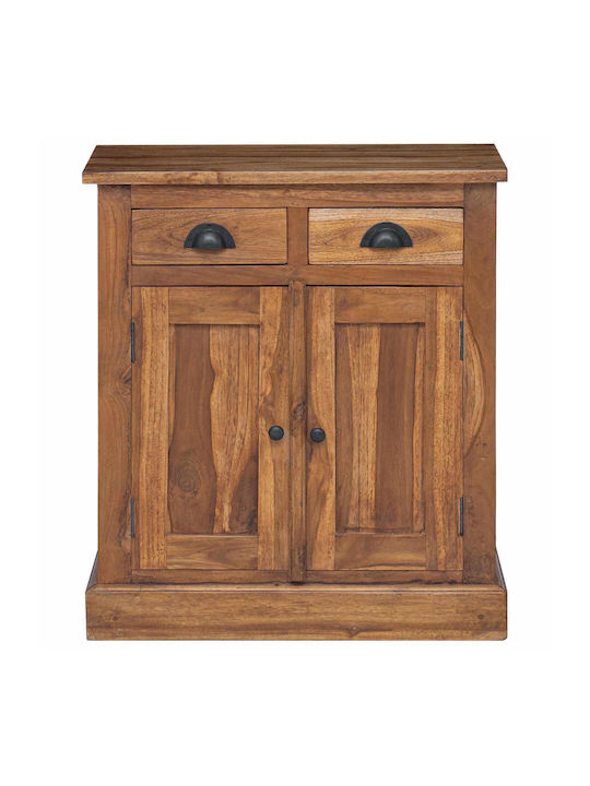 Bufet Dulap din Lemn Masiv & Metal cu Sertare Maro 65x30x75cm