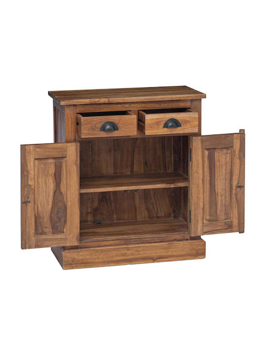 Bufet Dulap din Lemn Masiv & Metal cu Sertare Maro 65x30x75cm