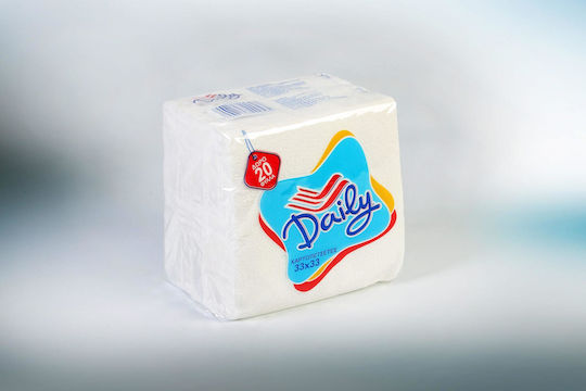 Daily 70 Napkins Single Ply White 33x33cm