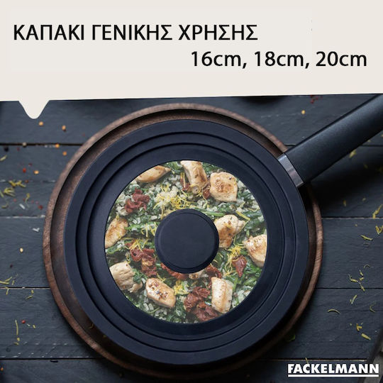 Fackelmann Cookware Lid Glass Silicone Ring 16-18-20cm Black