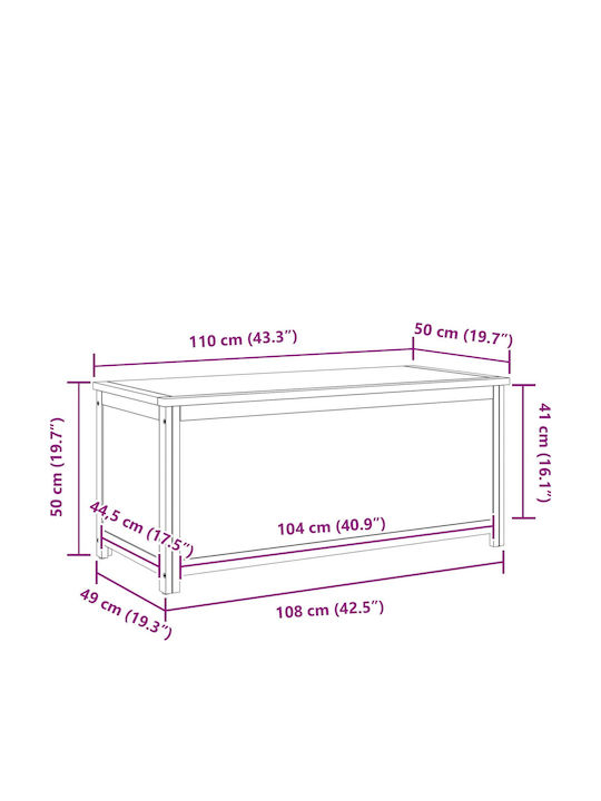 vidaXL Διακοσμητικό Μπαούλο Ξύλινο Καφέ 110x50x50εκ.