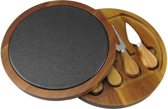 Cryspo Trio Wooden Cheese Serving Platter Rotating 23cm 5pcs
