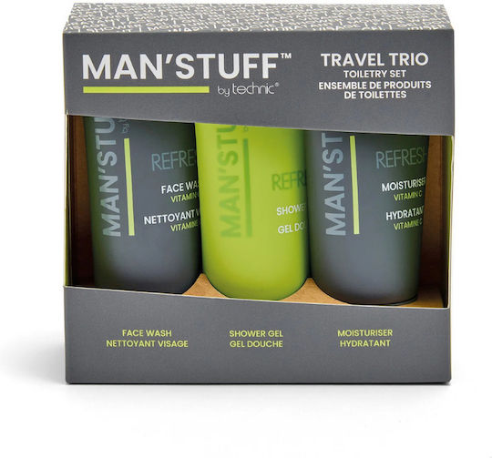 Technic Man'Stuff Travel Set for Moisturizing, Facial Cleaning & Body Cleaning 3pcs