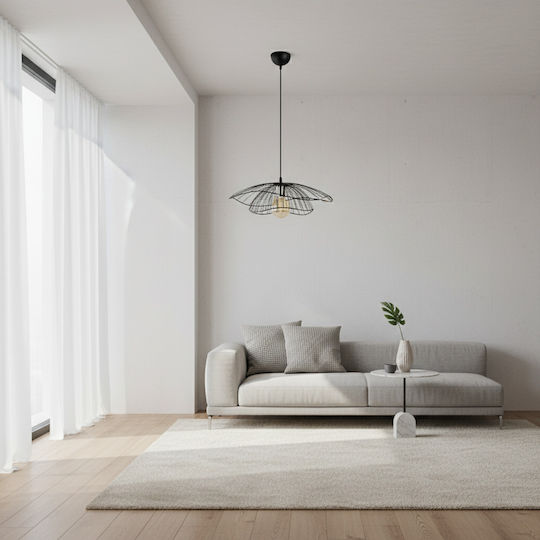 Megapap Yildo Hängelampe Schwarz Raster mit Fassung E27 50x111cm.