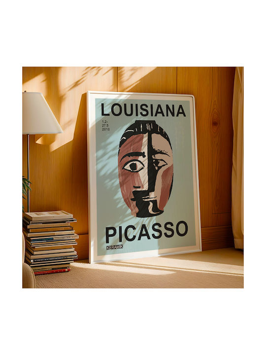 Poster Pablo Picasso Ceramics Tete De Femme Art246 50cm X 70cm Black Wooden Frame