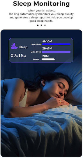 Kyklō Smart Ring 20.6mm Αδιάβροχο με Παλμογράφο Ασημί