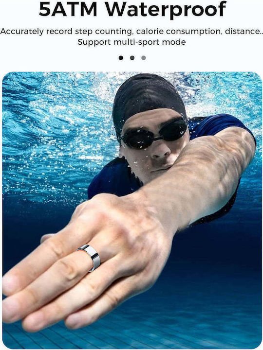 Kyklō Smart Ring 20.6mm Waterproof with Heart Rate Monitor Silver