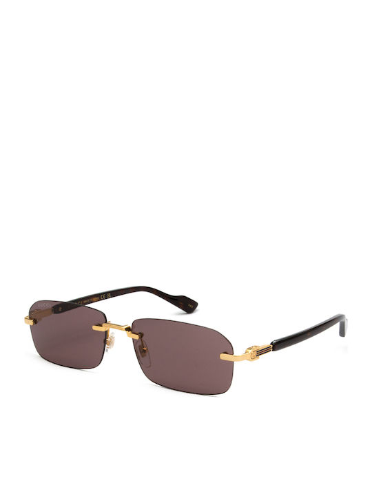 Gucci Unisex Sonnenbrille mit Gold Metall Gestell und Lila Linse GG1221S 002