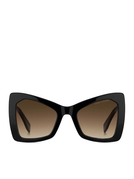 Marc Jacobs Women's Sunglasses with Black Plastic Frame and Brown Gradient Lens Marc 761/S 807/HA