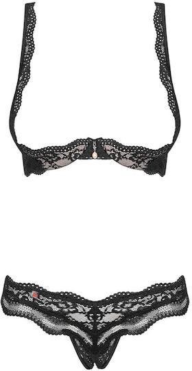 Offenes Sexy Dessous-Set Luvae 2tlg Schwarz