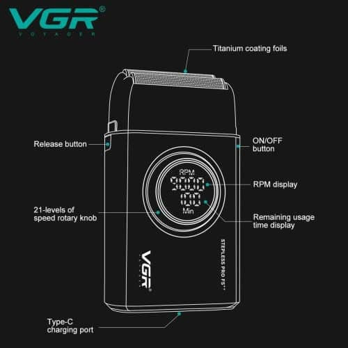 VGR V-377 Foil Ξυριστική Μηχανή Προσώπου Επαναφορτιζόμενη
