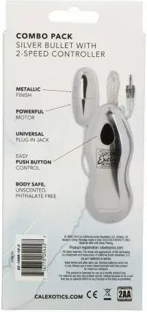 Mini Massager Calexotics 054227 10-355 Vibrating Bullet Controller 2 Speeds 6 X 3 Cm Silver