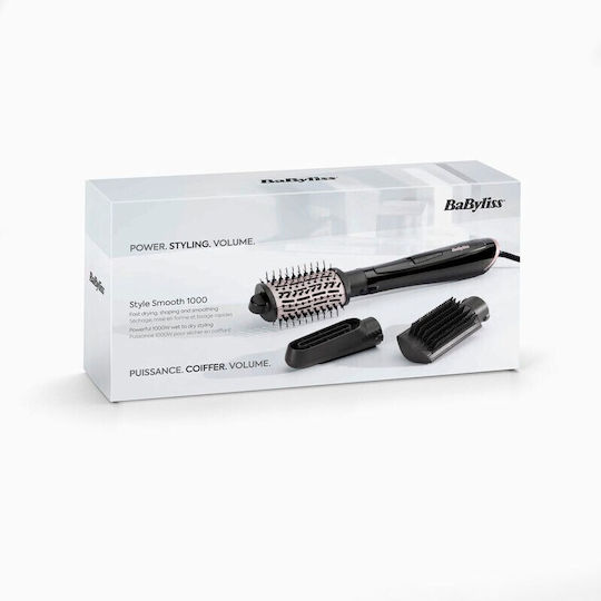 Babyliss Style Smooth 1000 Ceramic Electric Brush with Air for Straightening and Curls 1000W