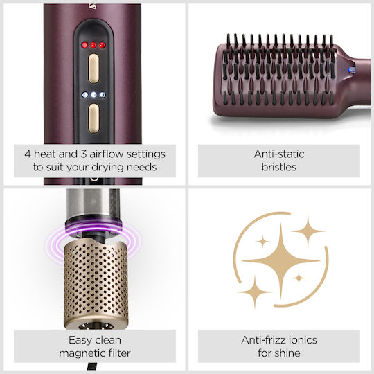 Babyliss Air Power Smooth Keramik Elektrische Haarbürste mit Luft für Haarglättung und Locken 900W