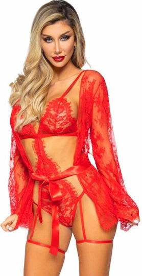 Leg Avenue Eyelash Lace Garter Teddy with G-String Back & Adjustable Strap