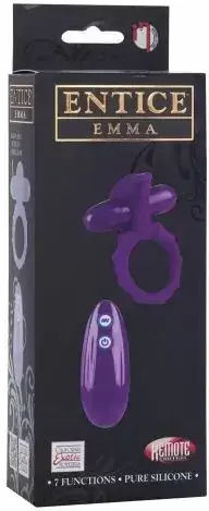 Vibrating Penis Ring California Exotics 076601 10-349 Controller 7 Functions 8.25 X 5.75 Cm Purple