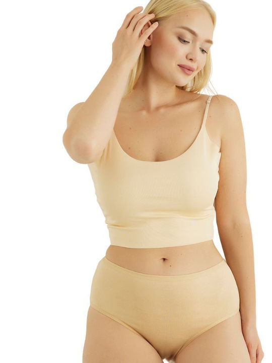 Talie înaltă Femeie Slip Beige