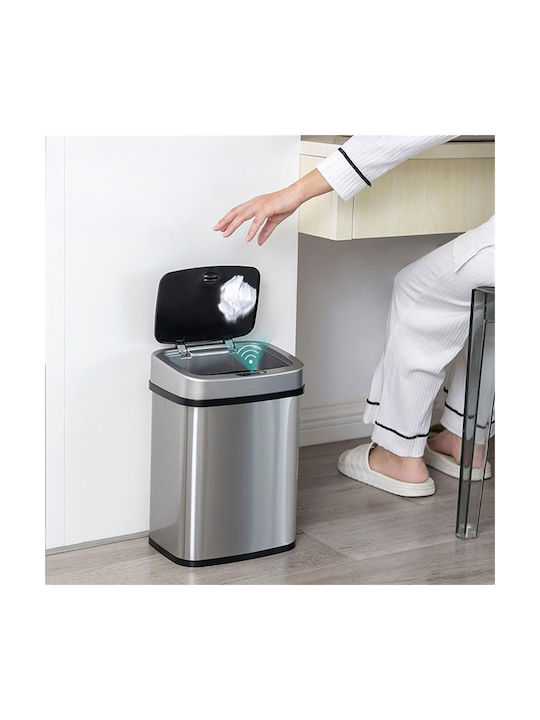 Home Use Waste Bin Waste made of Stainless Steel with Photocell Silver 15lt 1pcs