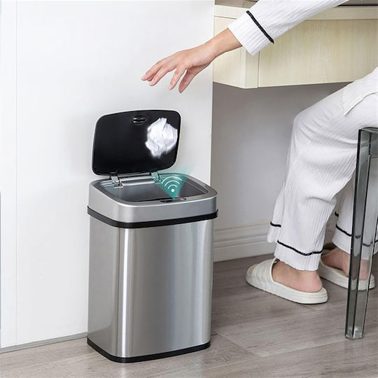 Home Use Κάδος Απορριμμάτων από Ανοξείδωτο Ατσάλι με Φωτοκύτταρο Ασημί 15lt