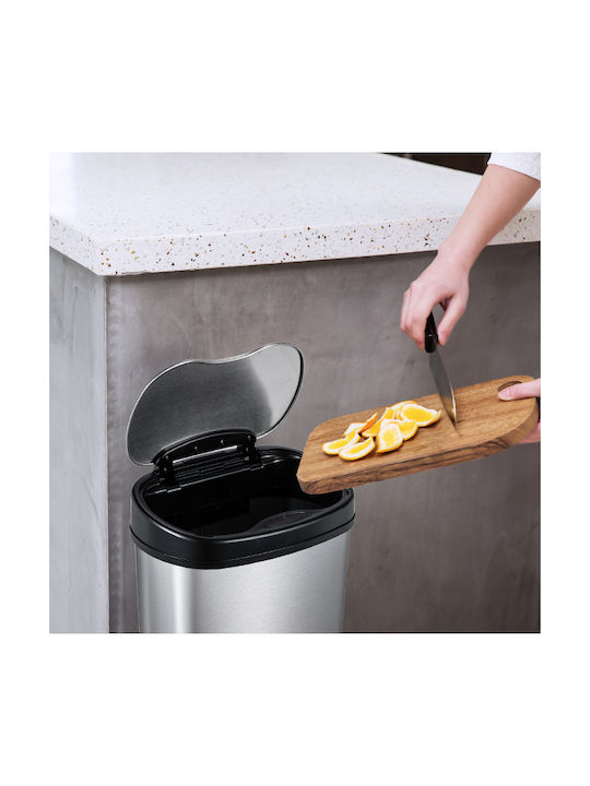 Home Use Waste Bin Waste made of Stainless Steel with Photocell Silver 15lt 1pcs
