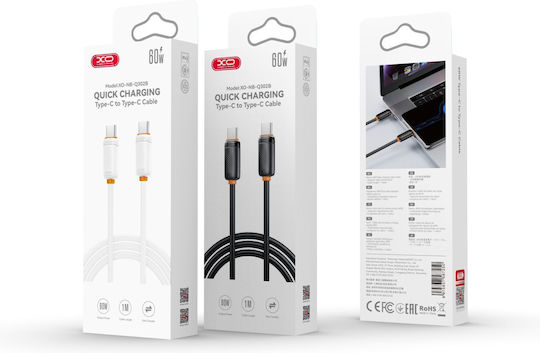 XO Cablu USB 2.0 USB-C Masculin - USB-C 60W PD Negru 1m 16.005.0405