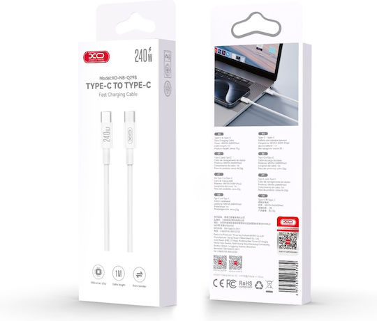 XO USB 2.0 Cable USB-C Male - USB-C 240W PD White 1m 16.005.0408