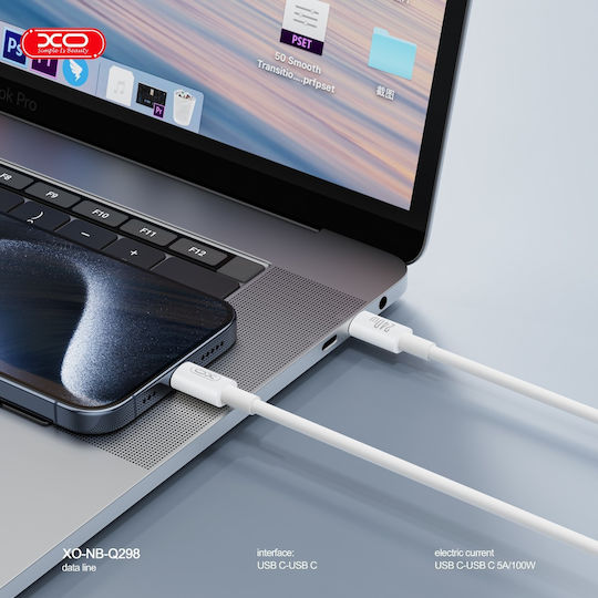 XO USB 2.0 Cable USB-C Male - USB-C 240W PD White 1m 16.005.0408