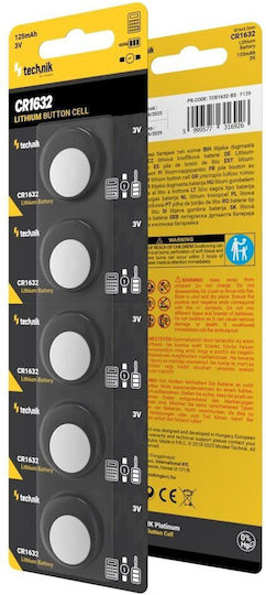 Technik Батерии Литий За часовници CR1632 3V 5бр