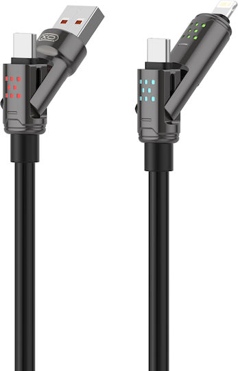 XO USB to Lightning / Type-C Cable 3A Μαύρο 1.2m