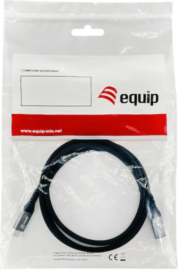 Equip Braided USB 3.2 Video Cable USB-C Male - USB-C Female 100W Black 0.5m 128370