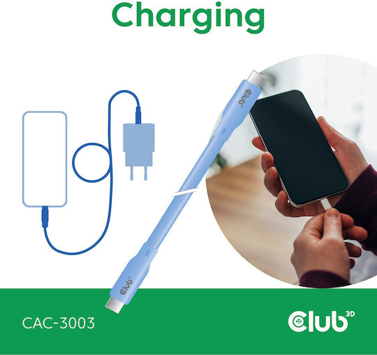 Club3D USB 2.0 Cable USB-C Male - USB-C 240W PD Blue 2m CAC-3003