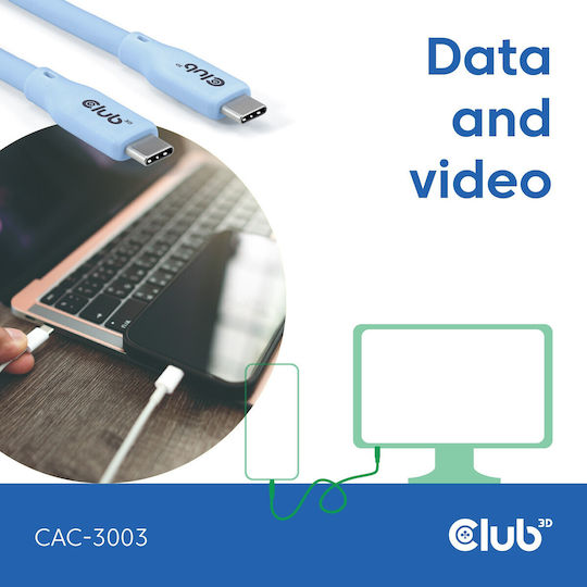 Club3D USB 2.0 Cable USB-C Male - USB-C 240W PD Blue 2m CAC-3003