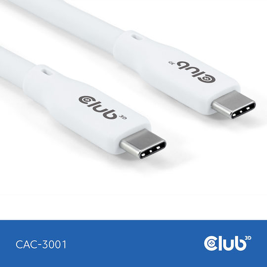 Club3D USB 2.0 Cable USB-C male - USB-C 240W PD Λευκό 2m CAC-3001