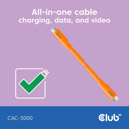 Club3D USB 2.0 Cable USB-C male - USB-C 240W PD Πορτοκαλί 2m