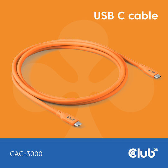 Club3D USB 2.0 Cable USB-C male - USB-C 240W PD Πορτοκαλί 2m